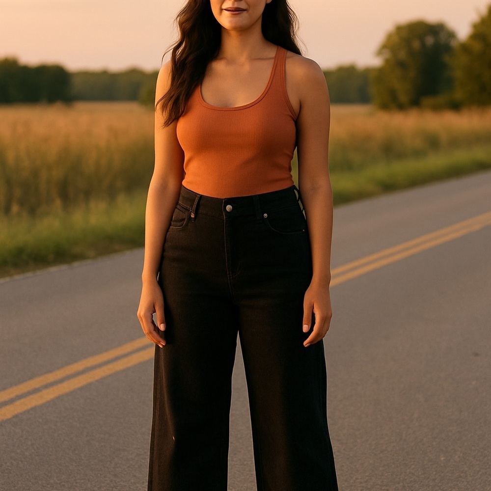 Cider Wide-Leg Black Jeans 1XL | High-Rise Minimalist Denim - Picture 7 of 11